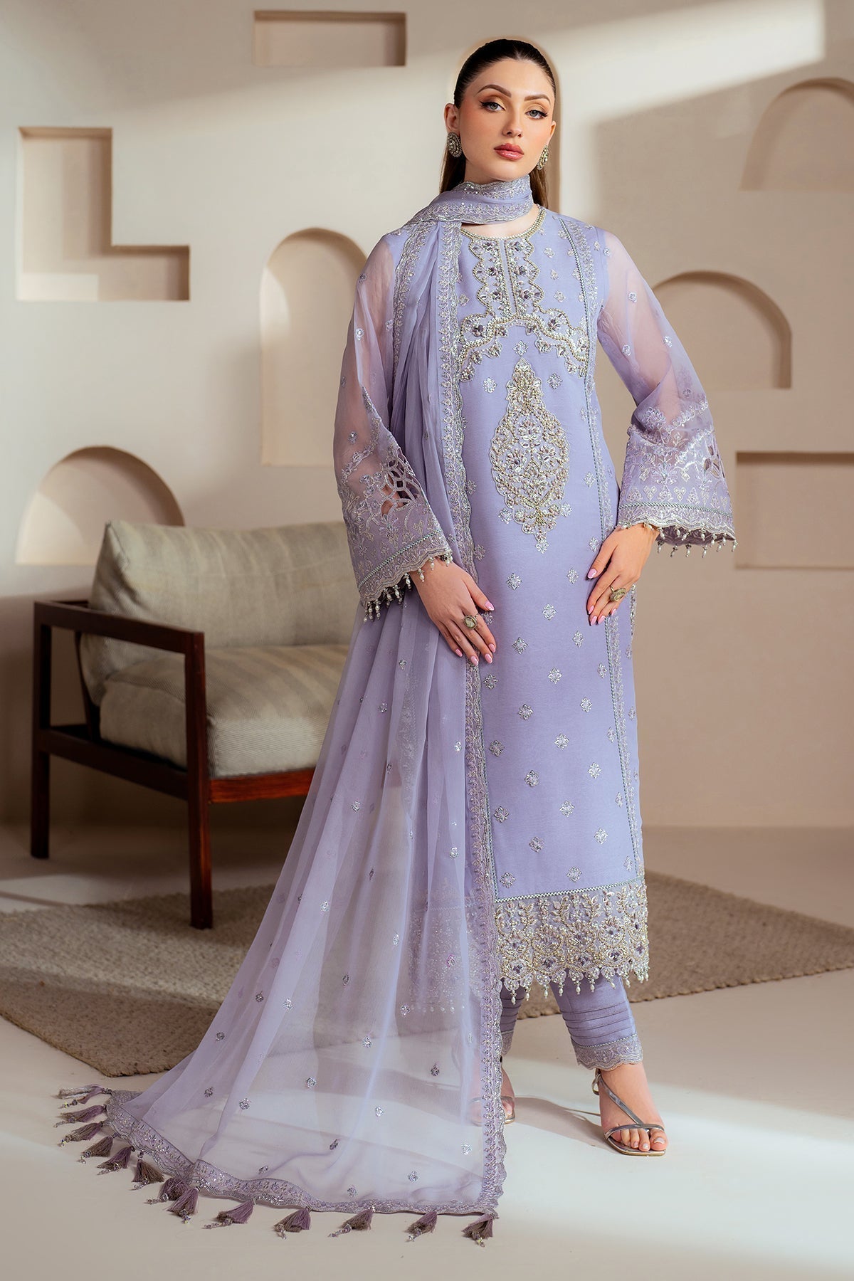 Alizeh | Aymal Chiffon | AF-BHM-4041-Marine - House Of Hania