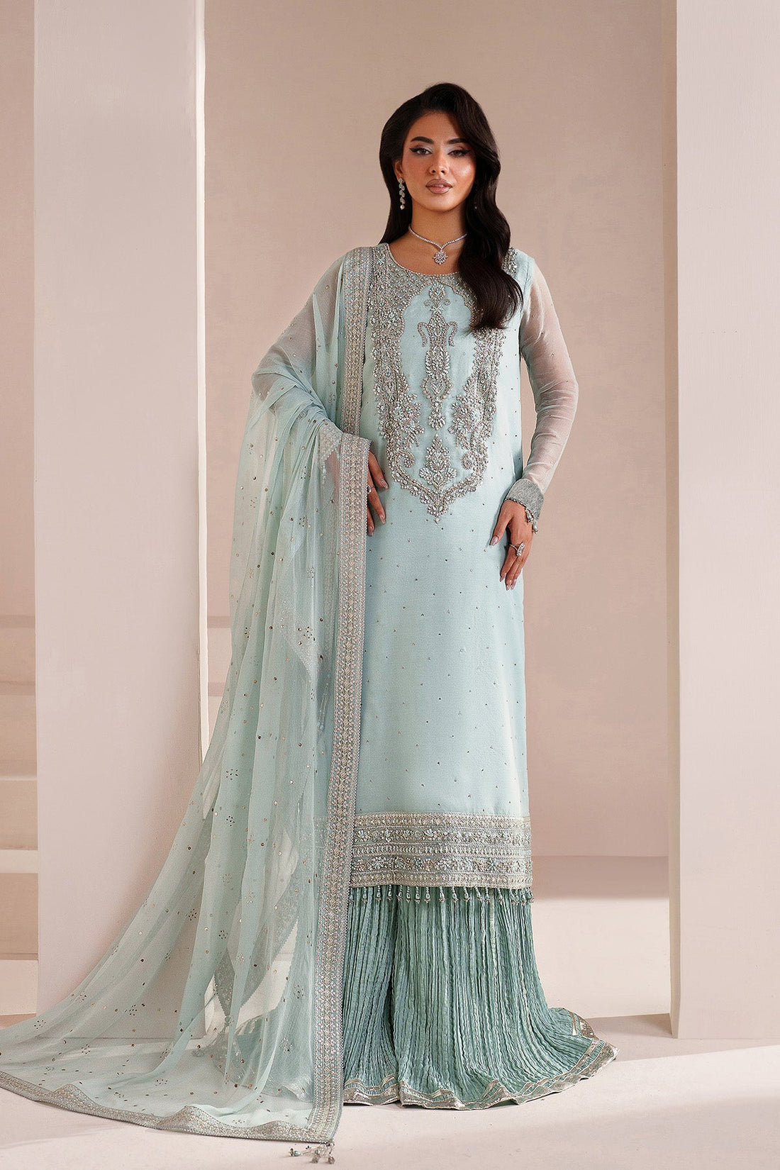 Alizeh | Aymal Handcrafted Luxury Formals | AF-BHM-4063-Azure - House Of Hania