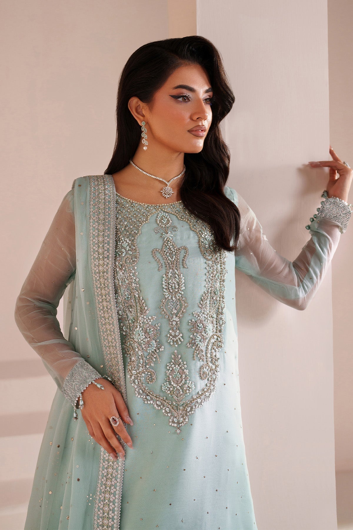 Alizeh | Aymal Handcrafted Luxury Formals | AF-BHM-4063-Azure - House Of Hania