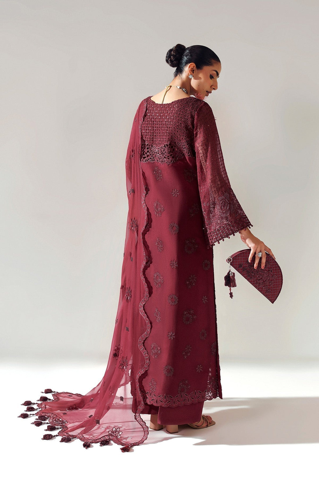 Alizeh | Aymal Luxury Bamber Chiffon | RIKA MAROON - House Of Hania