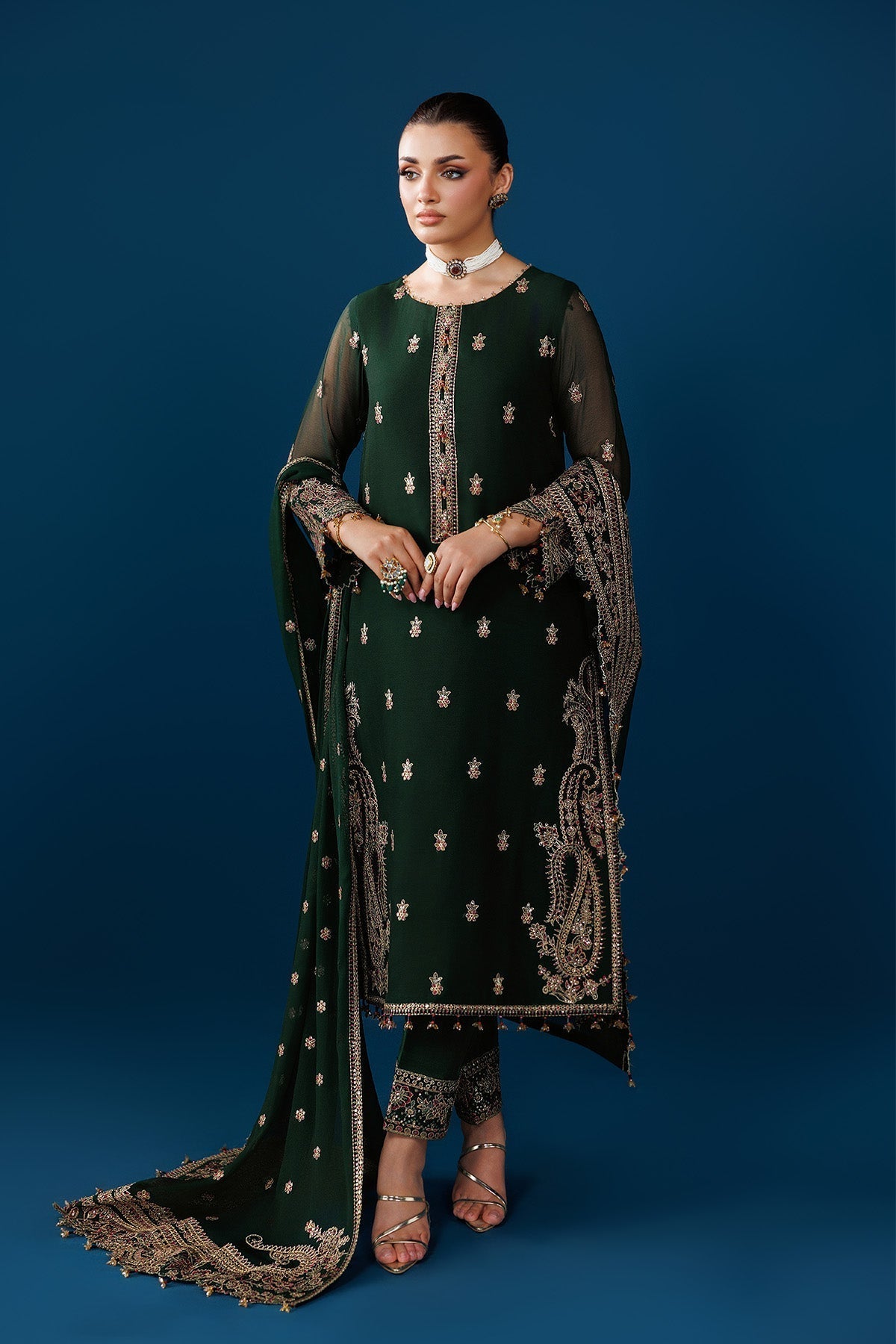 Alizeh | Dua Formals 26 | AF-DUA-3032-Regal Green - House Of Hania