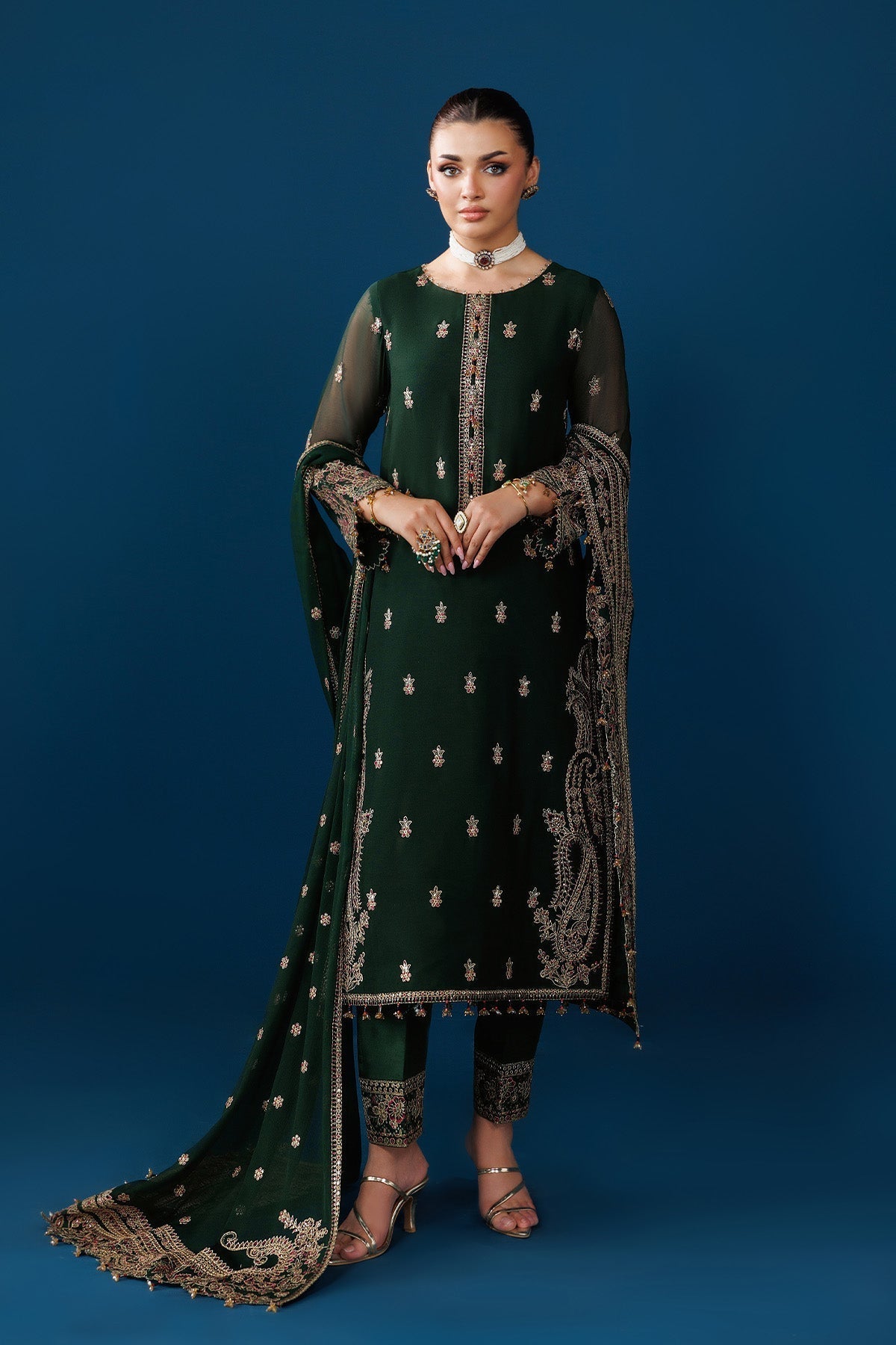 Alizeh | Dua Formals 26 | AF-DUA-3032-Regal Green - House Of Hania