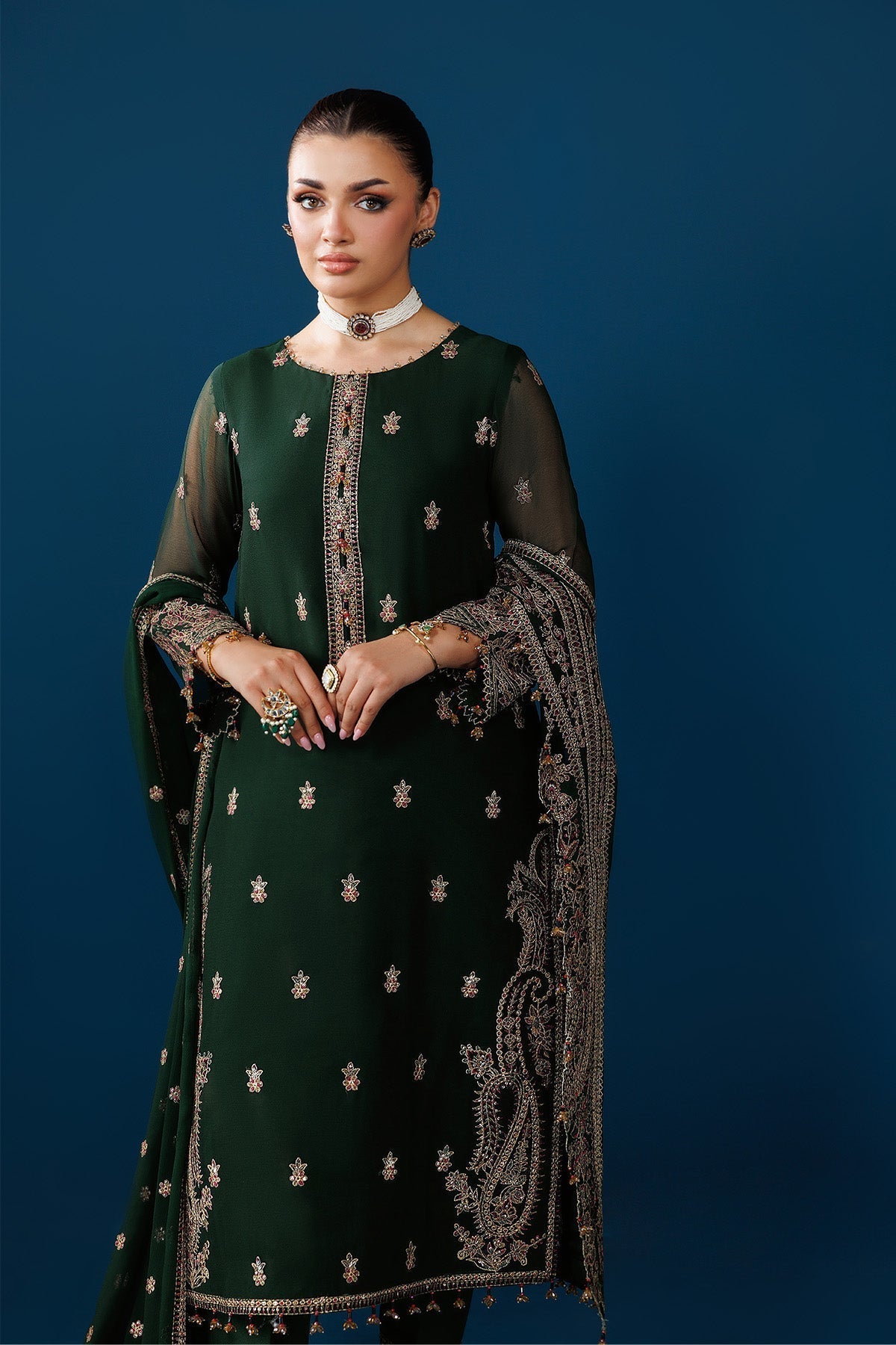 Alizeh | Dua Formals 26 | AF-DUA-3032-Regal Green - House Of Hania