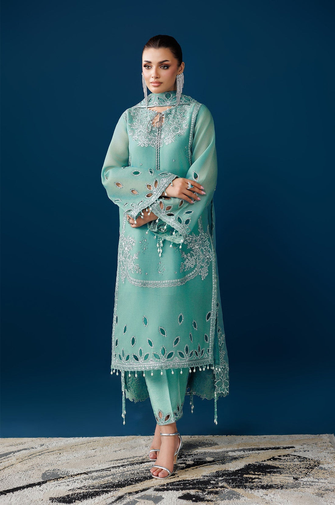 Alizeh | Dua Formals 26 | AF-DUA-3034-Sea Glass - House Of Hania