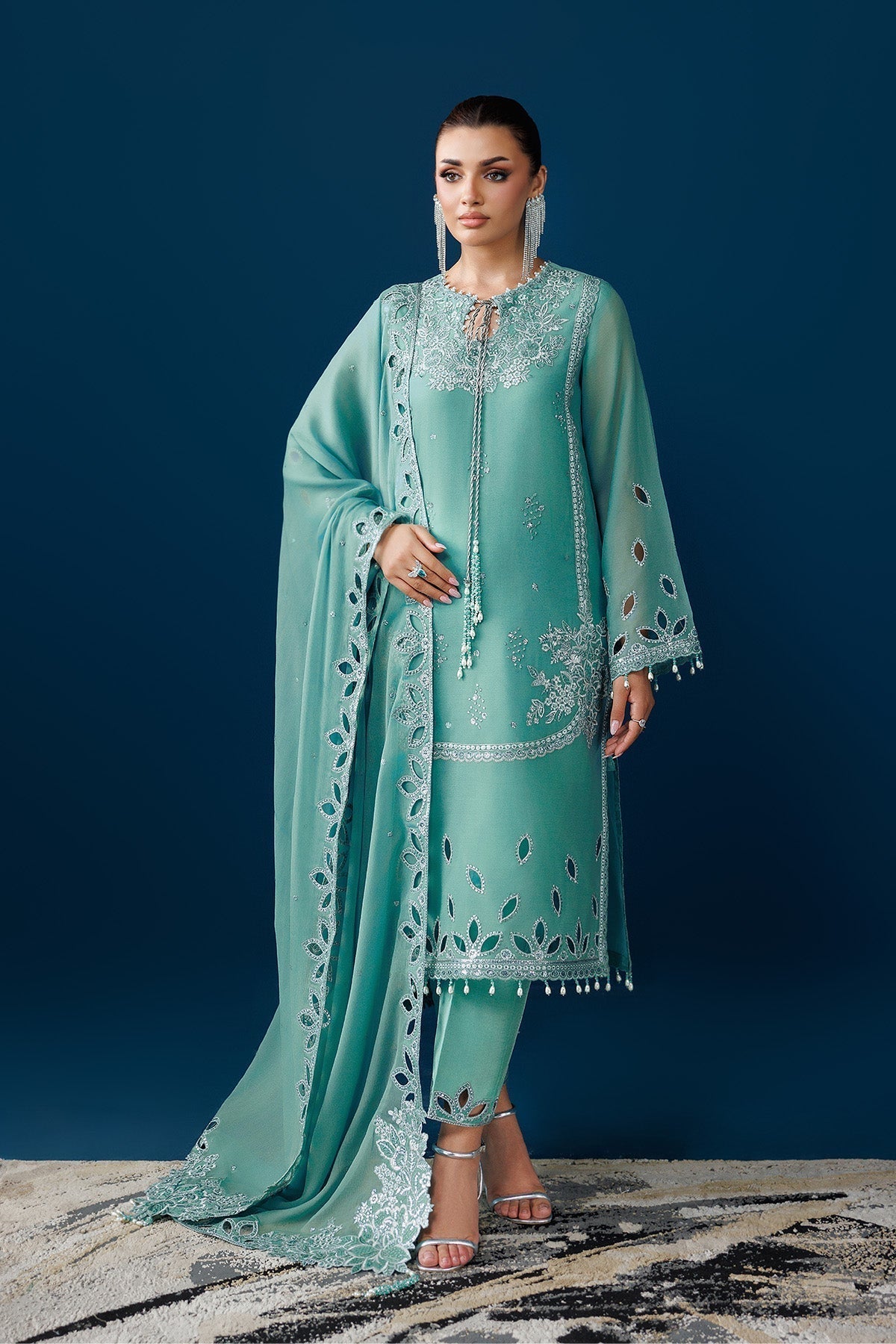Alizeh | Dua Formals 26 | AF-DUA-3034-Sea Glass - House Of Hania