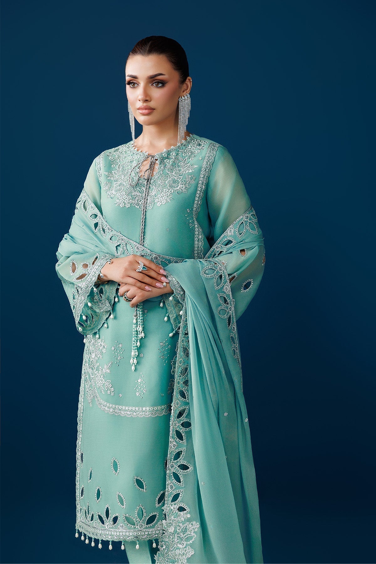 Alizeh | Dua Formals 26 | AF-DUA-3034-Sea Glass - House Of Hania