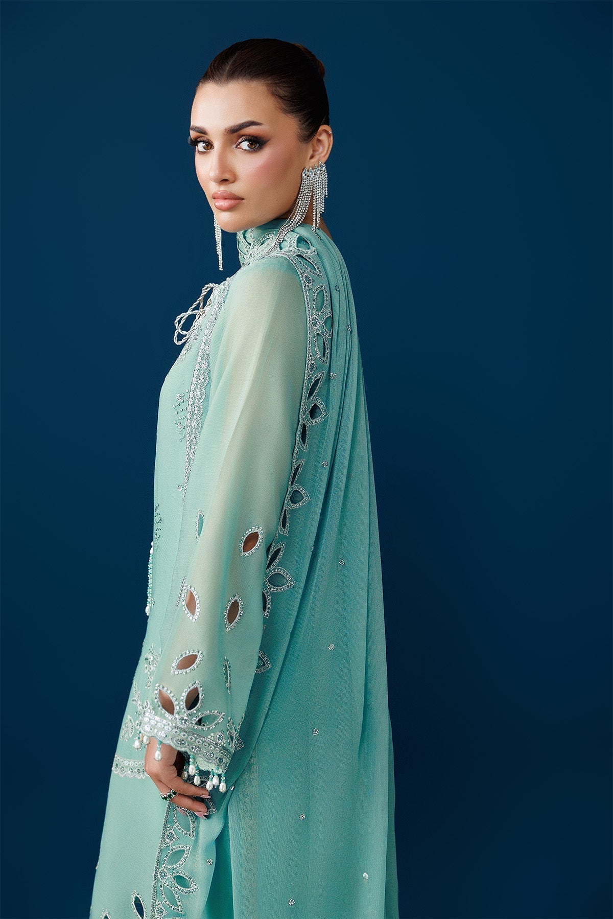 Alizeh | Dua Formals 26 | AF-DUA-3034-Sea Glass - House Of Hania