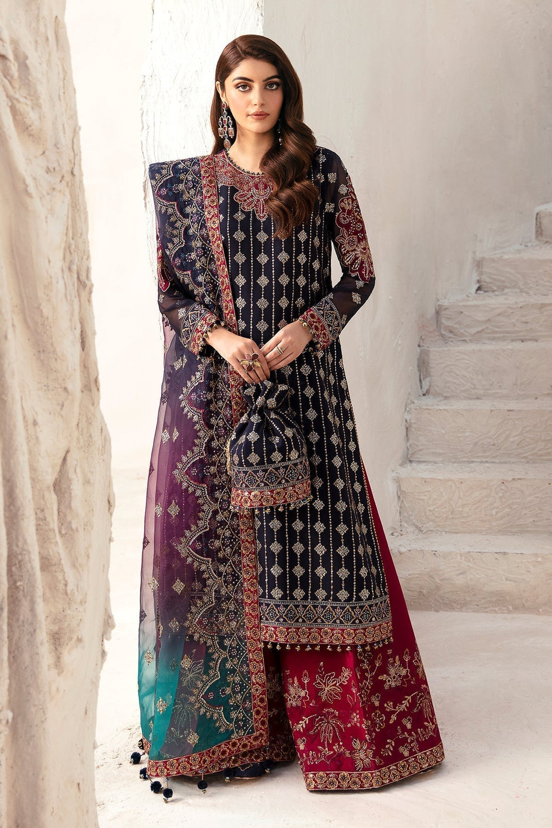 Alizeh Fashion Luxury Embroidered Chiffon 3Pc Suit AF-CH-2167-Nagar - House Of Hania