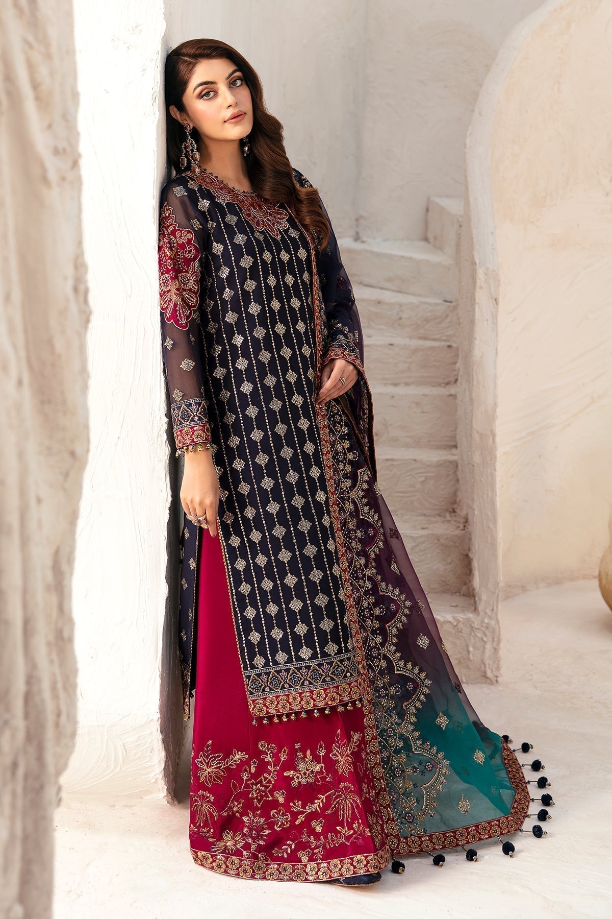Alizeh Fashion Luxury Embroidered Chiffon 3Pc Suit AF-CH-2167-Nagar - House Of Hania