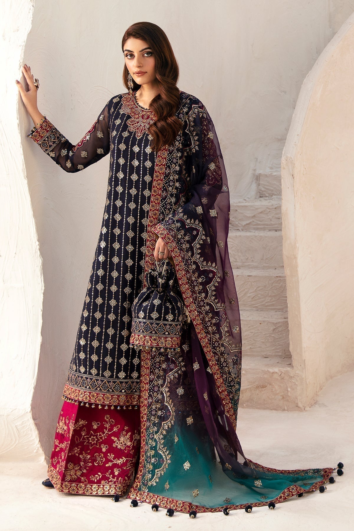 Alizeh Fashion Luxury Embroidered Chiffon 3Pc Suit AF-CH-2167-Nagar - House Of Hania
