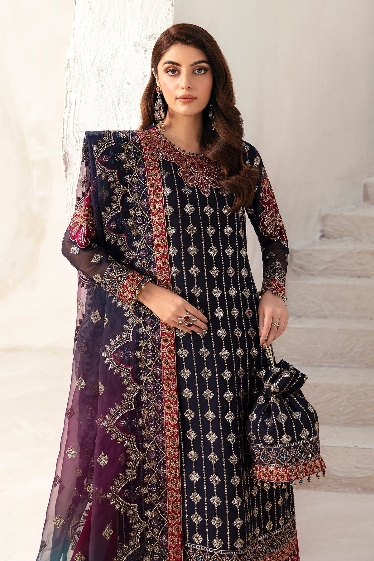 Alizeh Fashion Luxury Embroidered Chiffon 3Pc Suit AF-CH-2167-Nagar - House Of Hania