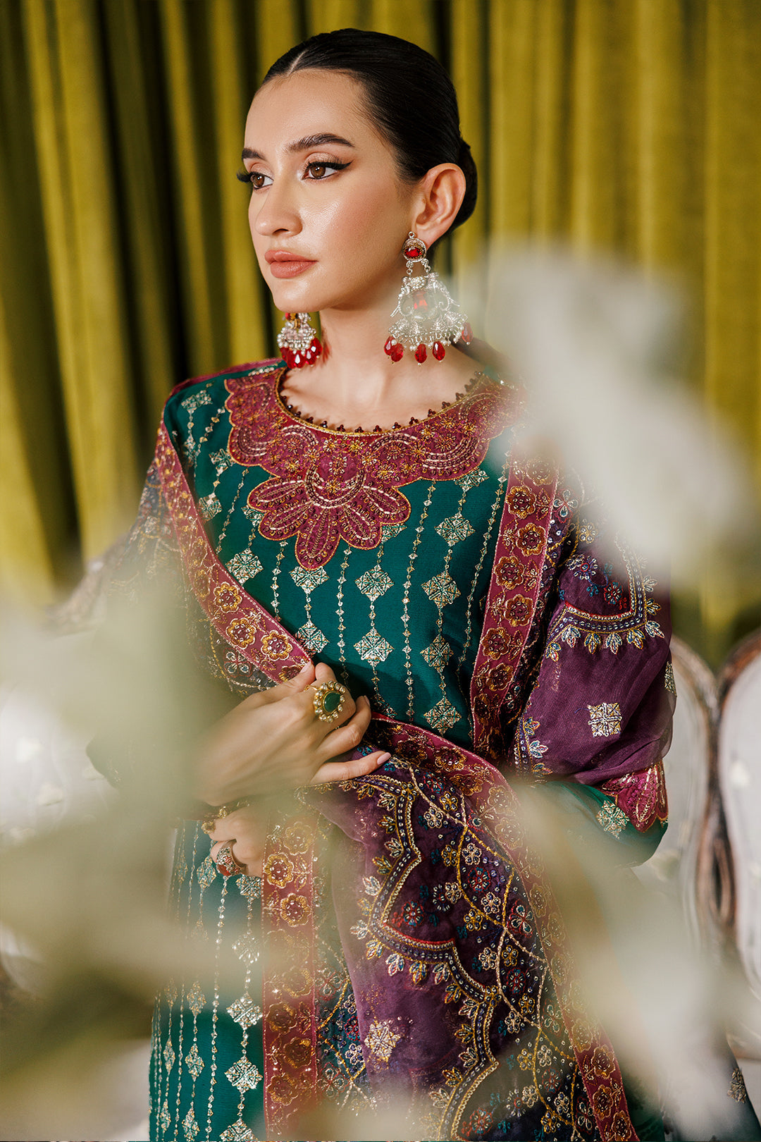 Alizeh Fashion Luxury Embroidered Chiffon 3Pc Suit AF-CH-2174-Nagar C Sea Green - House Of Hania