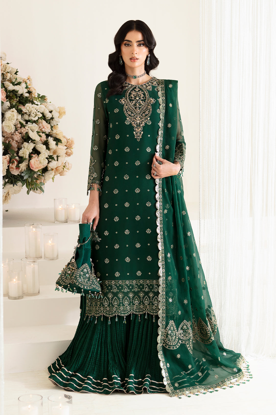 Alizeh Fashion Reena Handcrafted Chiffon 3Pc Suit AF-HM-4010-Stella - House Of Hania