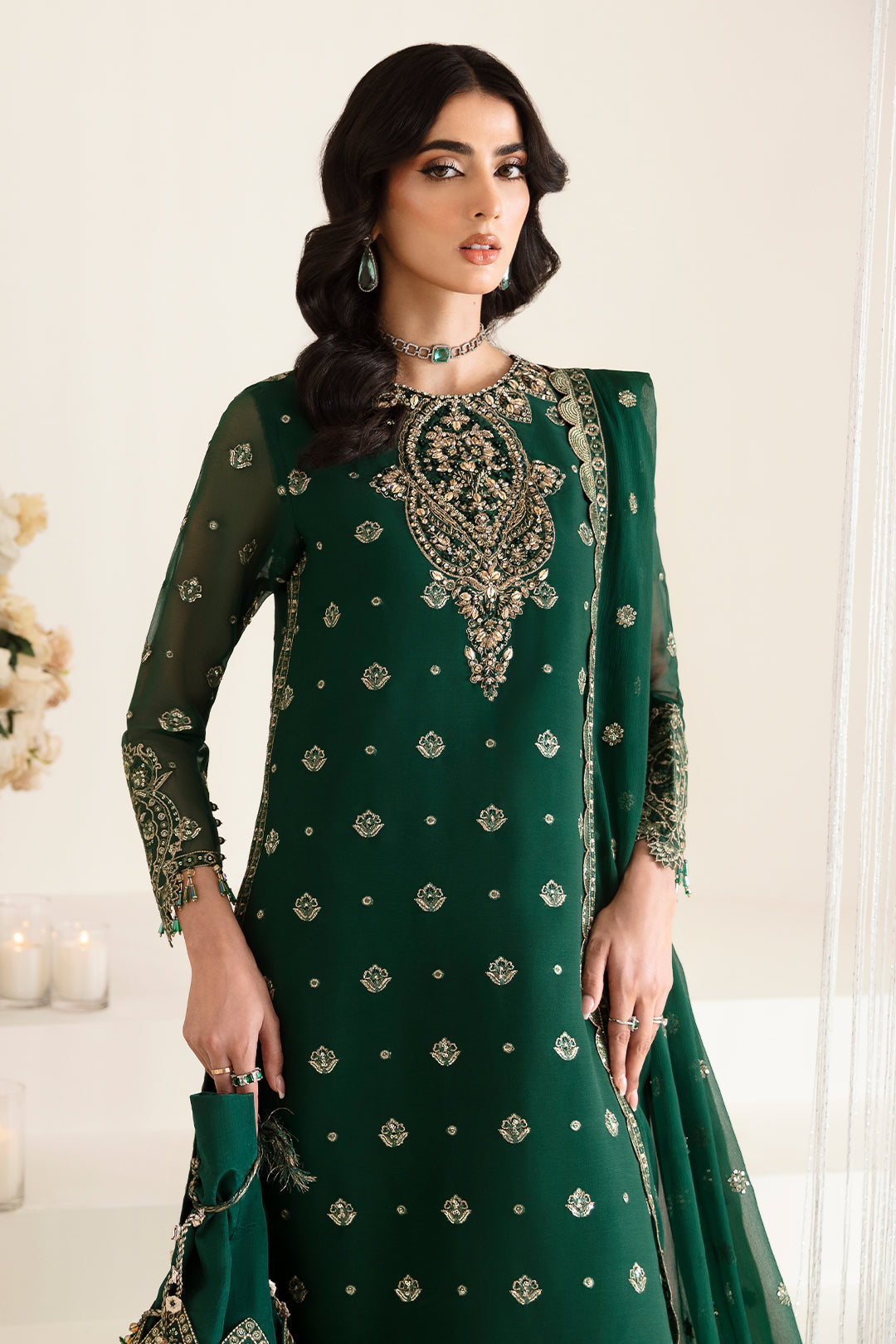 Alizeh Fashion Reena Handcrafted Chiffon 3Pc Suit AF-HM-4010-Stella - House Of Hania