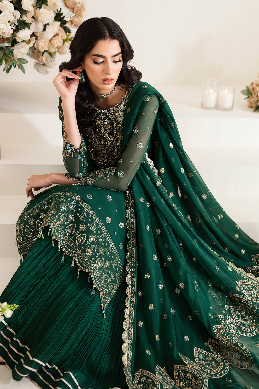 Alizeh Fashion Reena Handcrafted Chiffon 3Pc Suit AF-HM-4010-Stella - House Of Hania