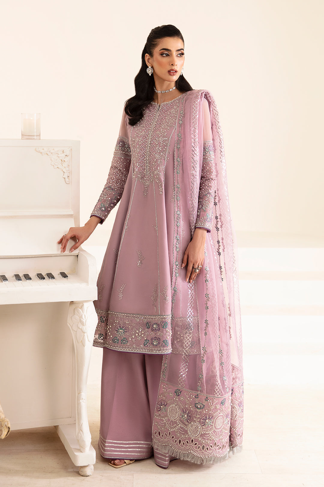 Alizeh Fashion Reena Handcrafted Chiffon 3Pc Suit AF-HM-4012-Viera - House Of Hania