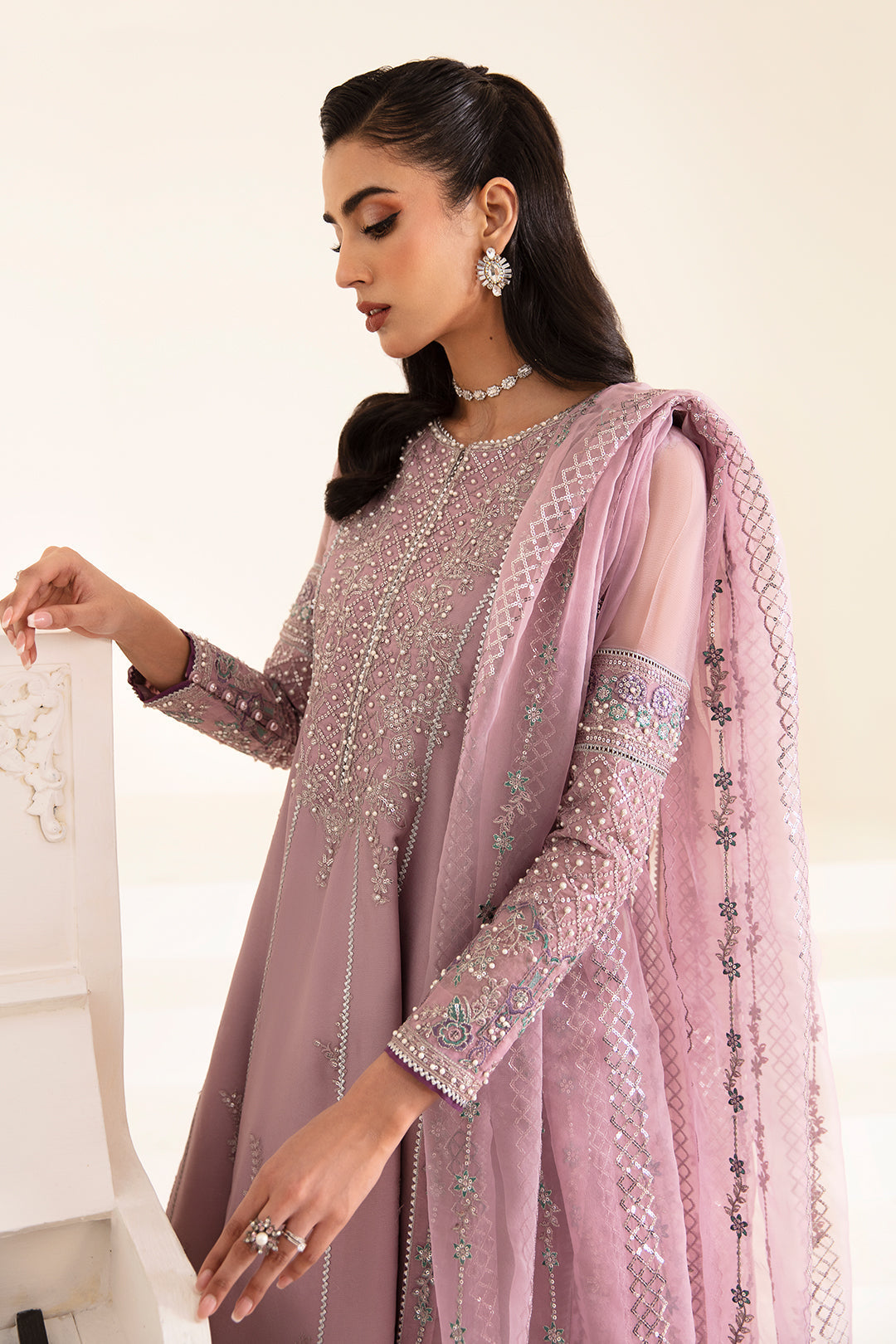 Alizeh Fashion Reena Handcrafted Chiffon 3Pc Suit AF-HM-4012-Viera - House Of Hania