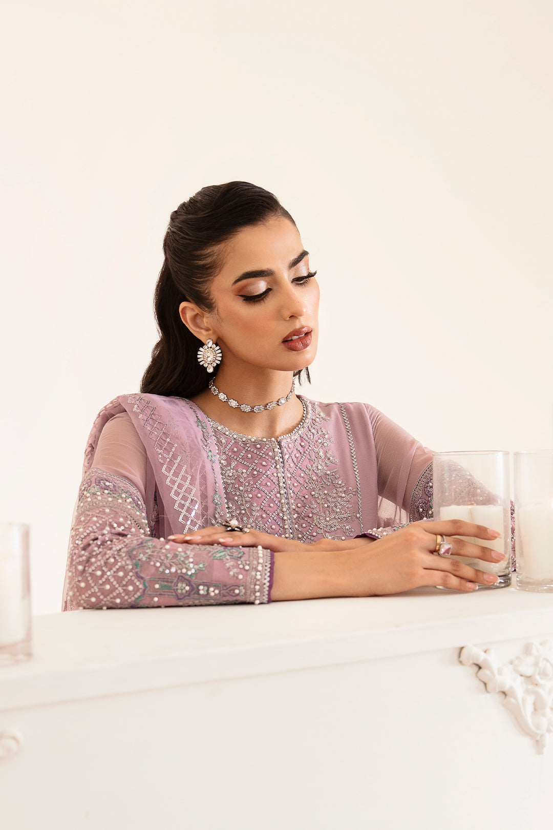Alizeh Fashion Reena Handcrafted Chiffon 3Pc Suit AF-HM-4012-Viera - House Of Hania