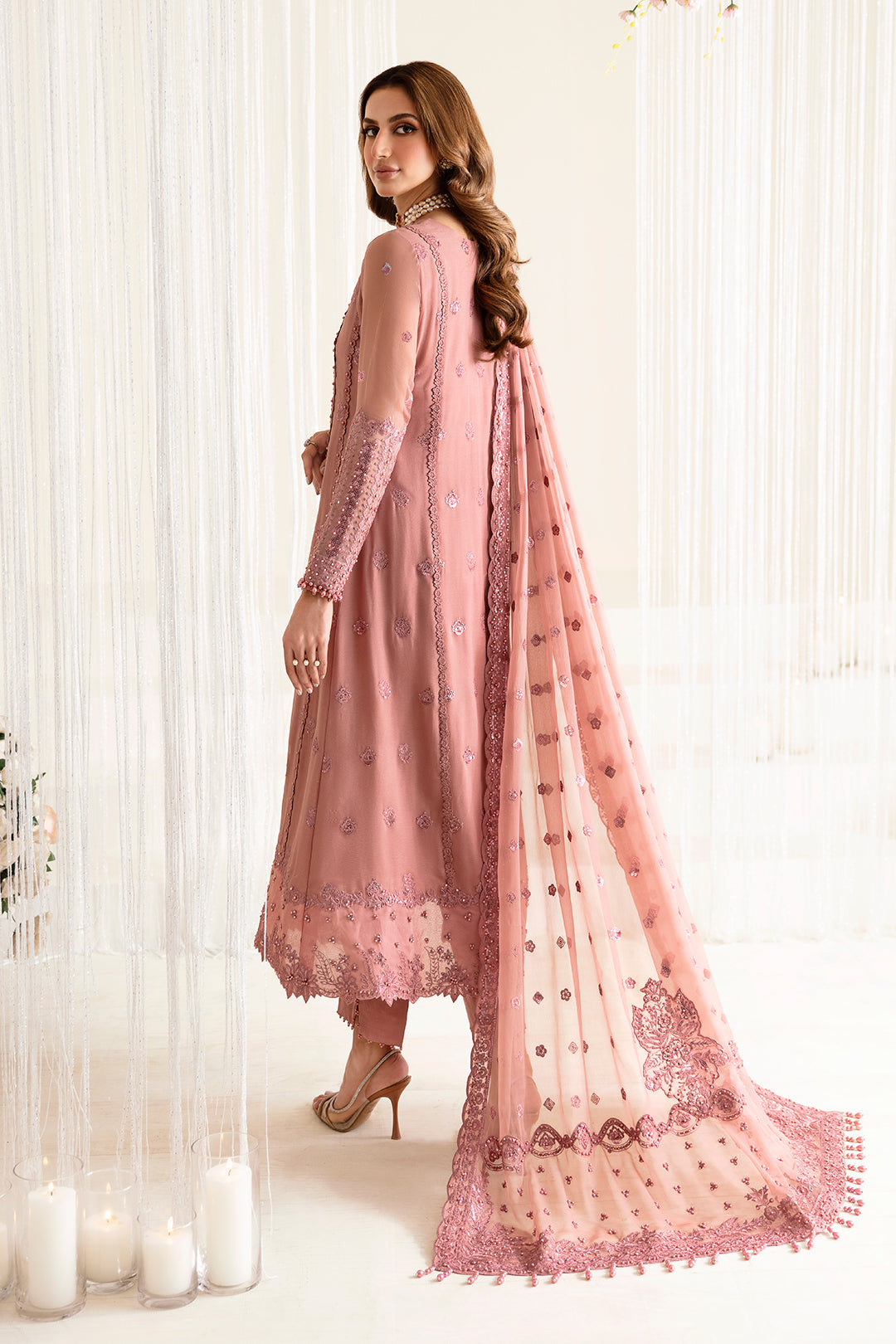Alizeh Fashion Reena Handcrafted Chiffon 3Pc Suit AF-HM-4016-Crimson - House Of Hania