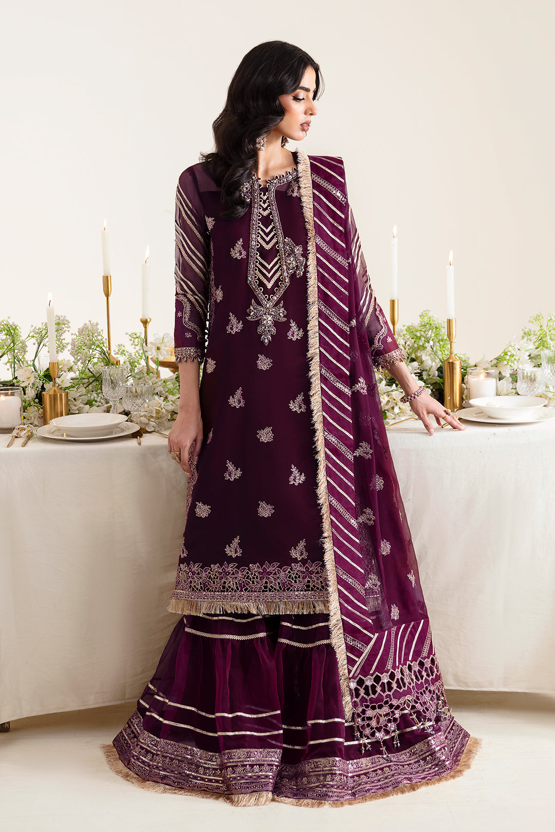 Alizeh Fashion Reena Handcrafted Chiffon 3Pc Suit AF-HM-4019-Laurel - House Of Hania