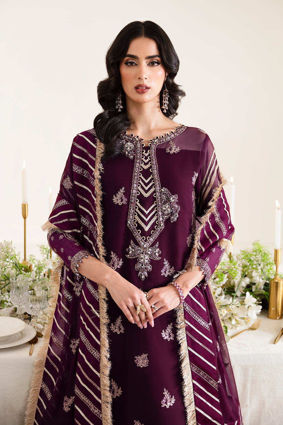 Alizeh Fashion Reena Handcrafted Chiffon 3Pc Suit AF-HM-4019-Laurel - House Of Hania