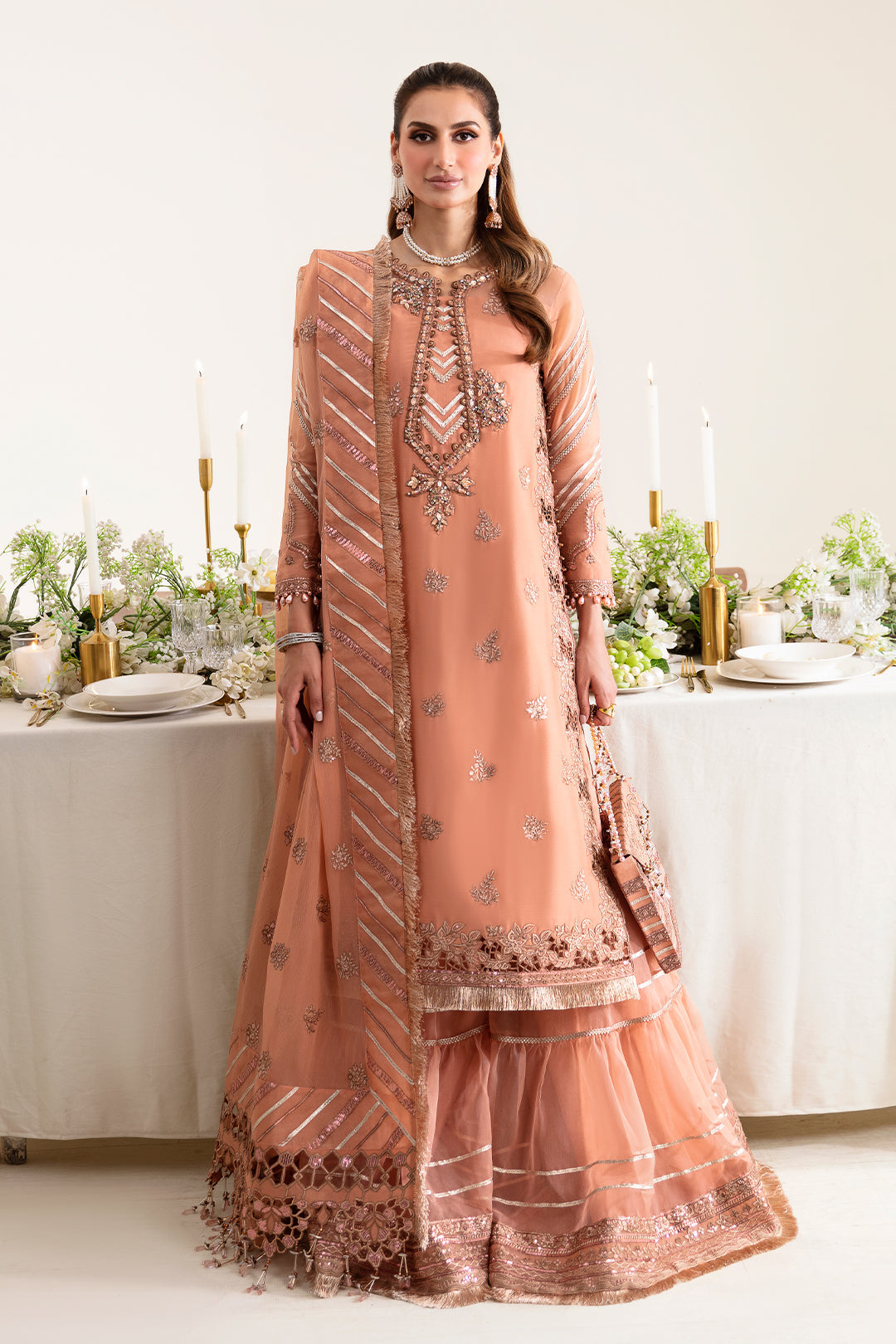 Alizeh Fashion Reena Handcrafted Chiffon 3Pc Suit AF-HM-4020-Margret - House Of Hania