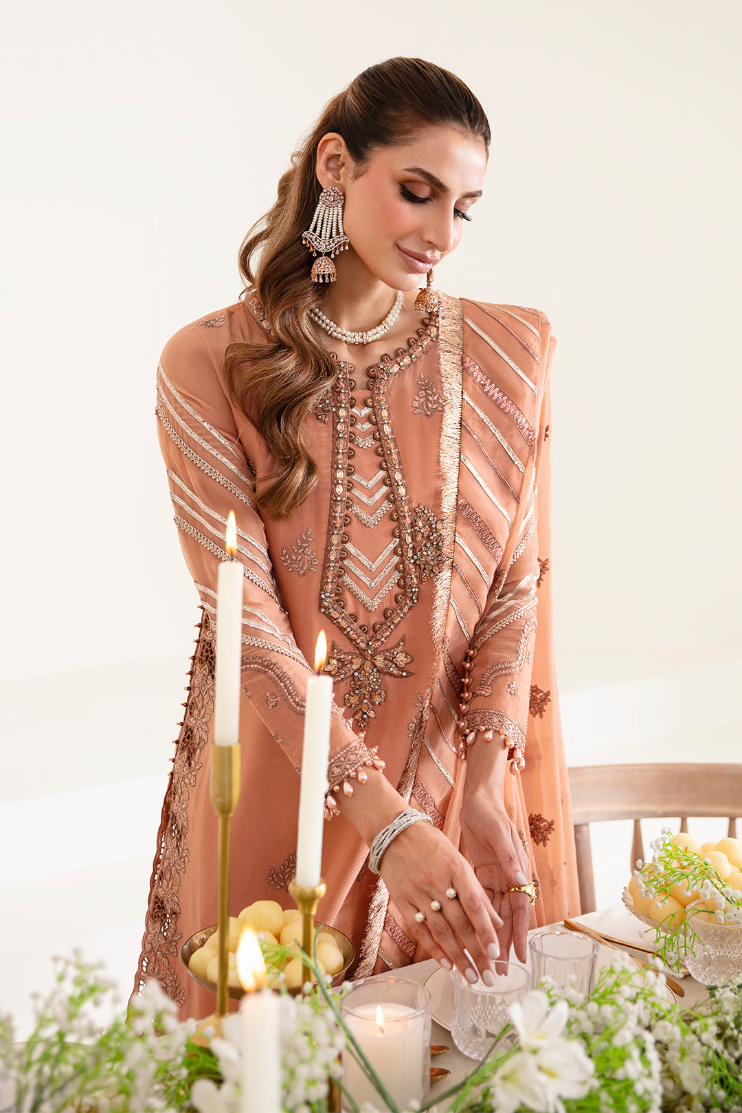 Alizeh Fashion Reena Handcrafted Chiffon 3Pc Suit AF-HM-4020-Margret - House Of Hania