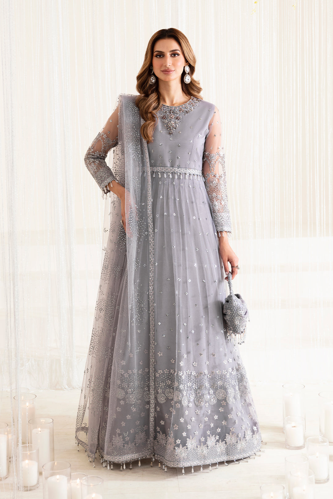 Alizeh Fashion Reena Handcrafted Net 3Pc Suit AF-HM-4018-Darcy - House Of Hania