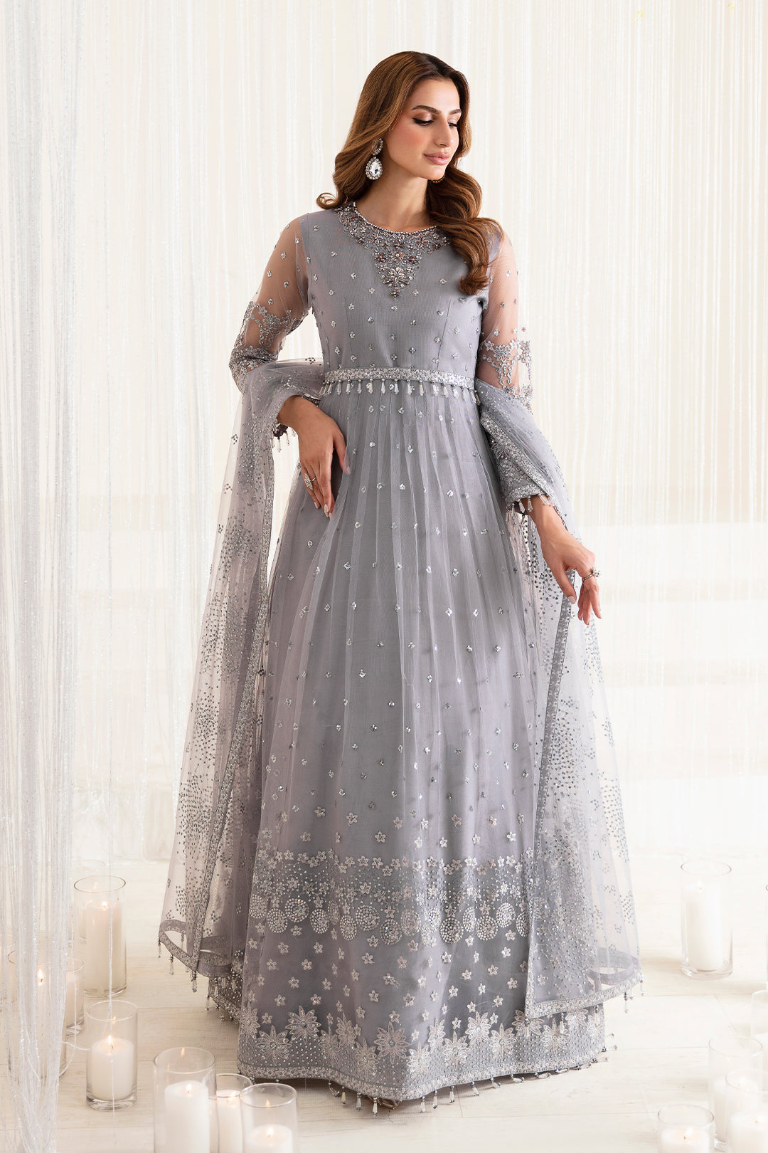 Alizeh Fashion Reena Handcrafted Net 3Pc Suit AF-HM-4018-Darcy - House Of Hania