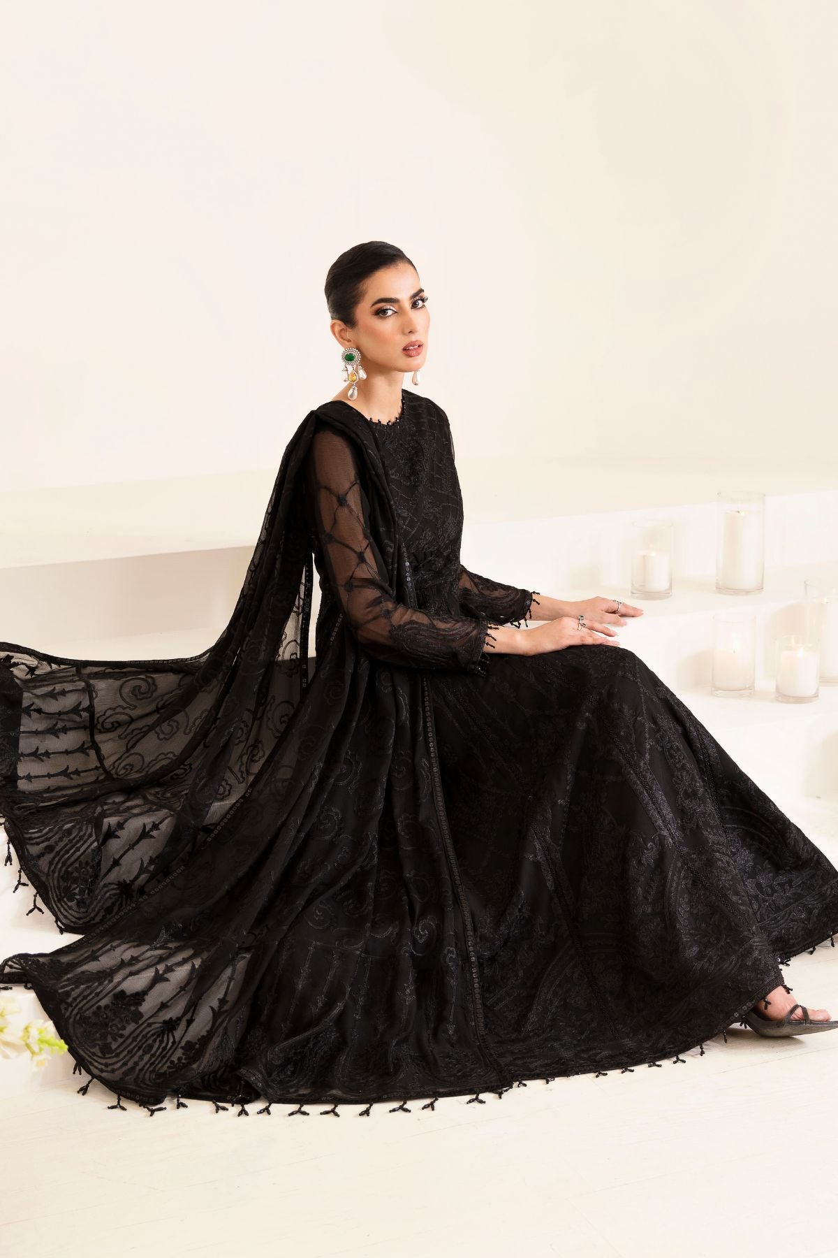 Alizeh | Formals Collection | AF-UF-9027-SIYAH - House Of Hania