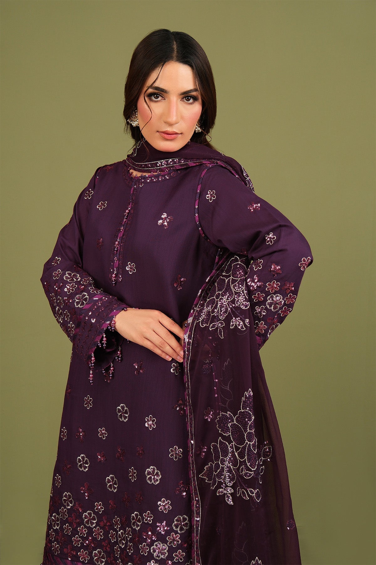 Alizeh | Luxe Raw Silk | AF-RS-09-Mulbery - House Of Hania