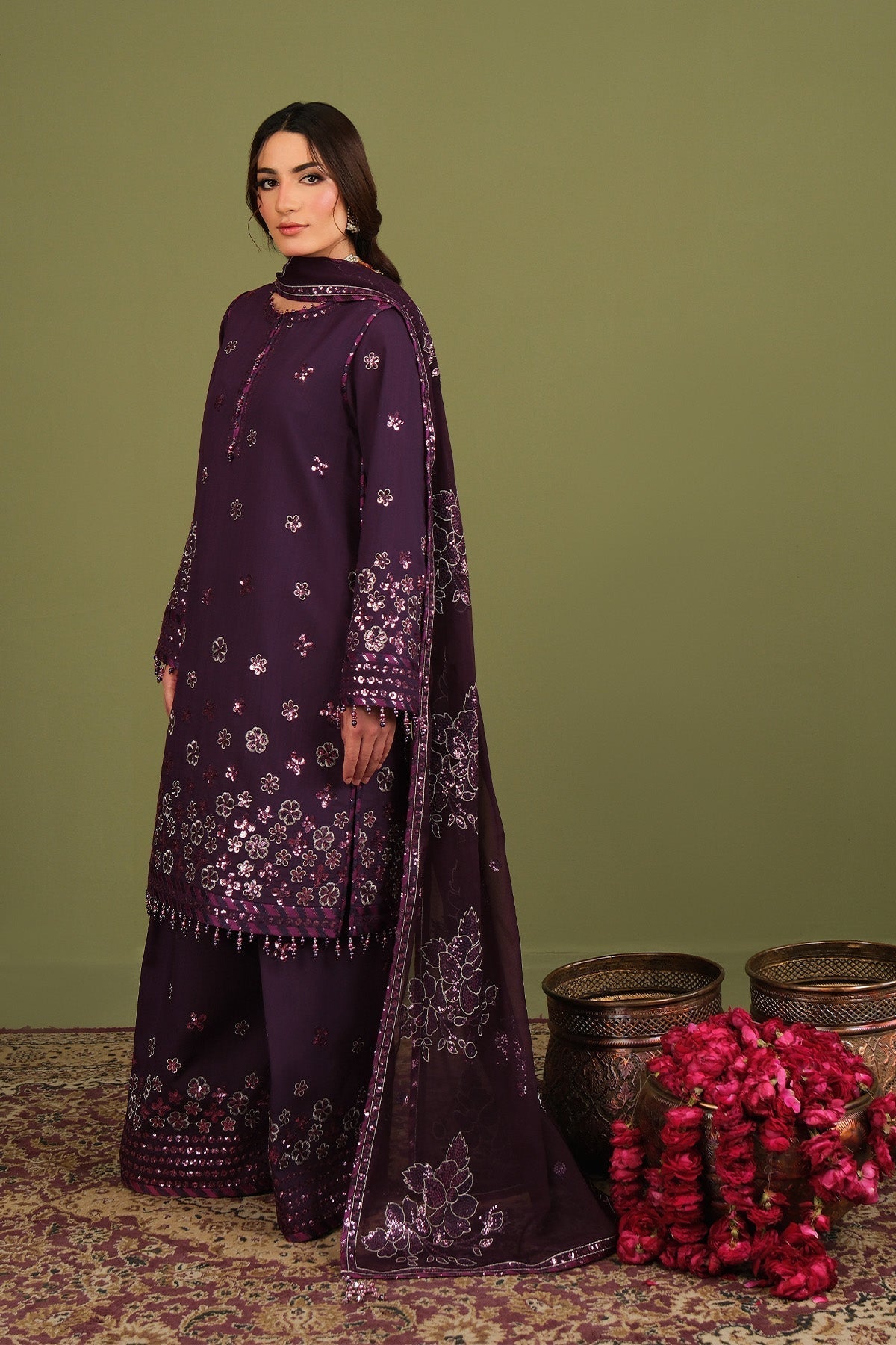 Alizeh | Luxe Raw Silk | AF-RS-09-Mulbery - House Of Hania