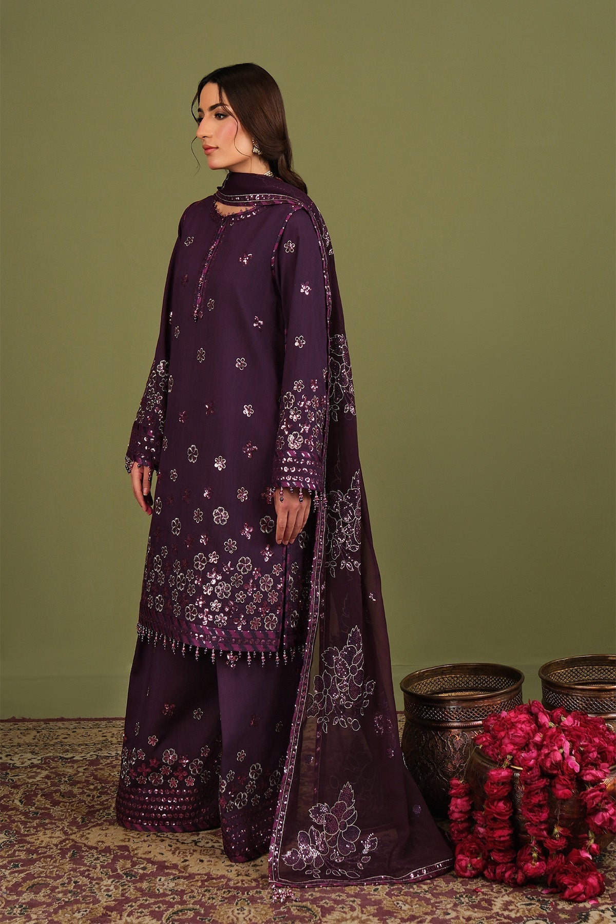 Alizeh | Luxe Raw Silk | AF-RS-09-Mulbery - House Of Hania