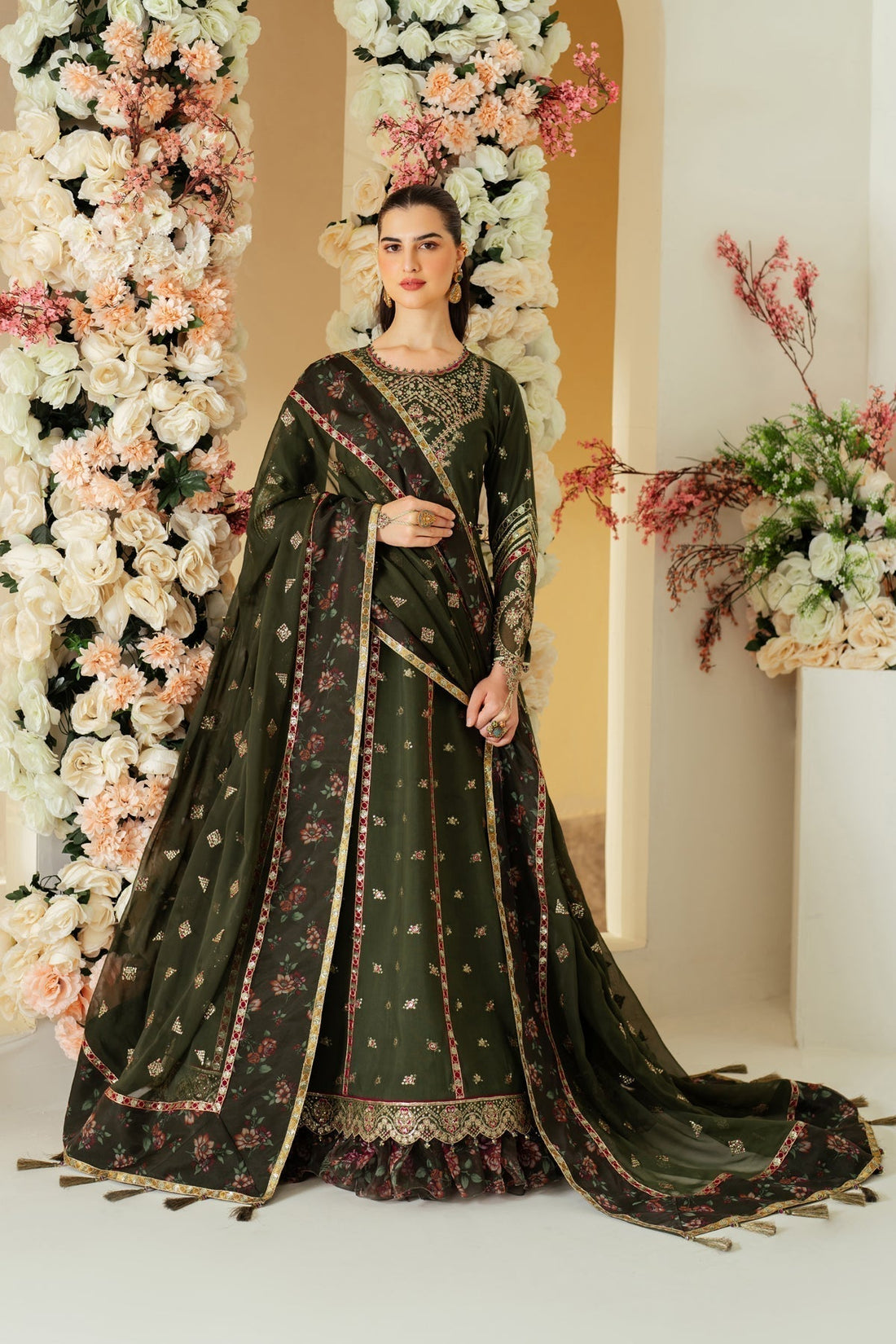 Alizeh | Luxury Raw Silk | AF-RS-03-PINE - House Of Hania