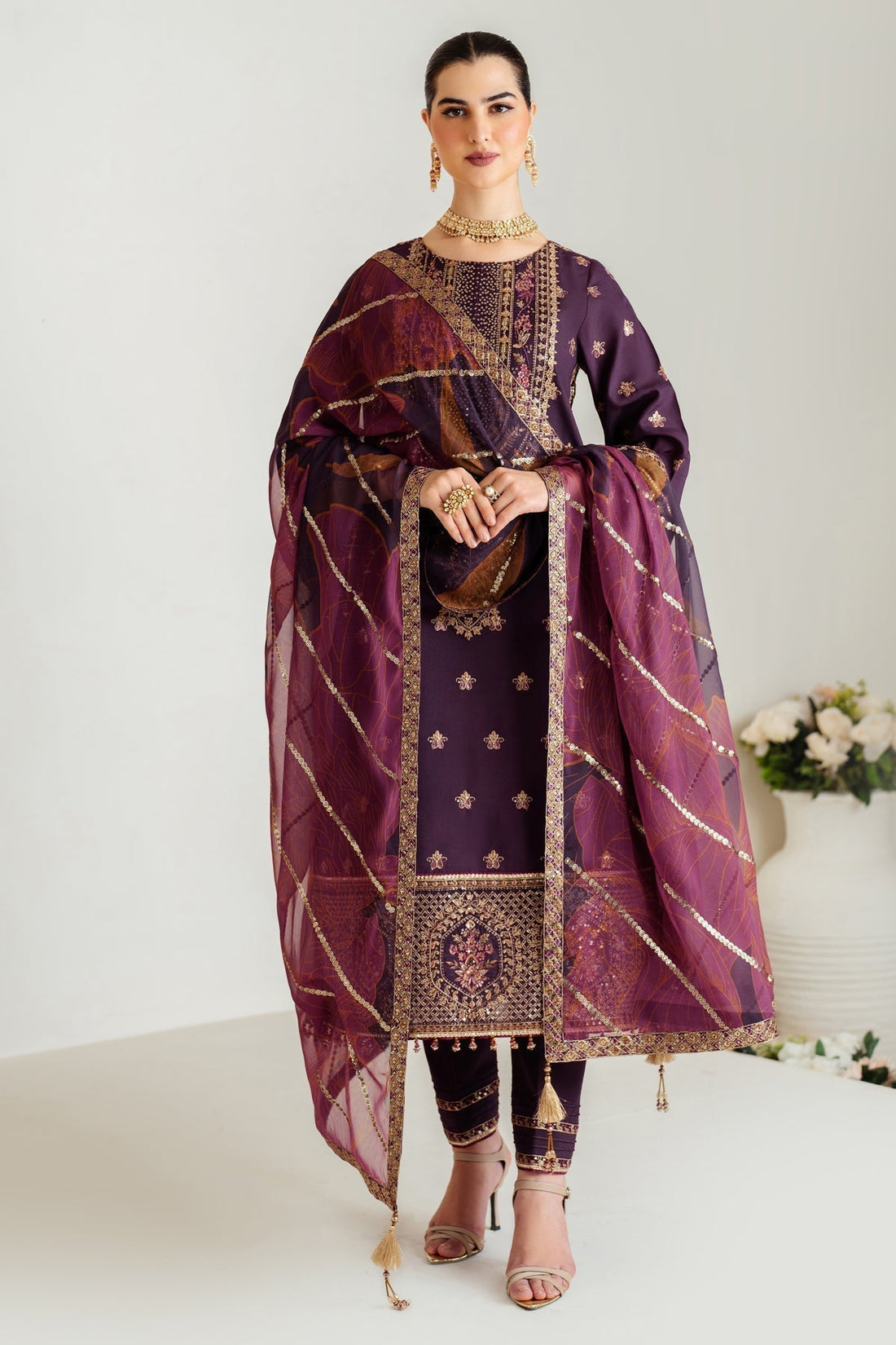 Alizeh | Luxury Raw Silk | AF-RS-05-SCARLET - House Of Hania