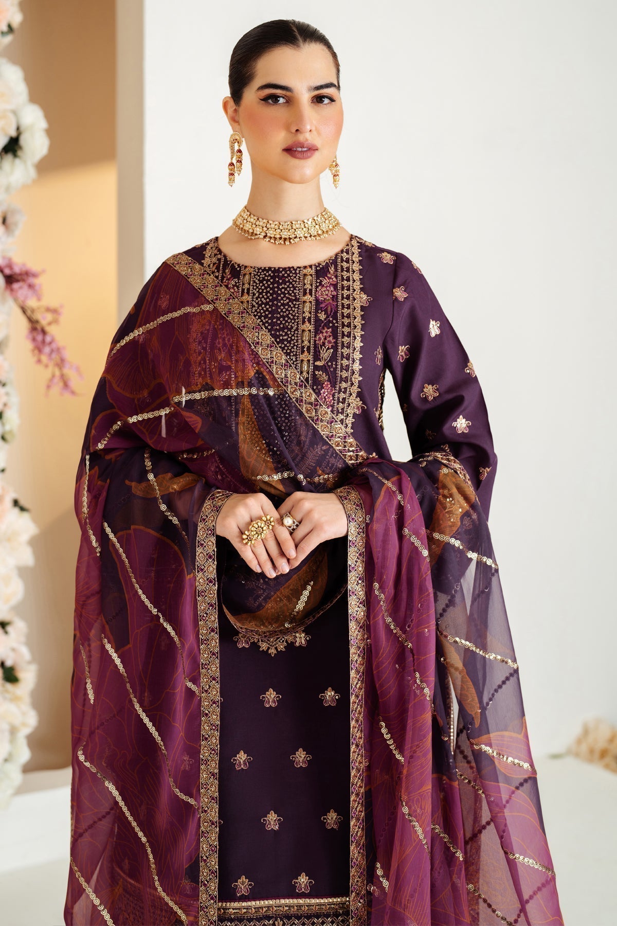 Alizeh | Luxury Raw Silk | AF-RS-05-SCARLET - House Of Hania