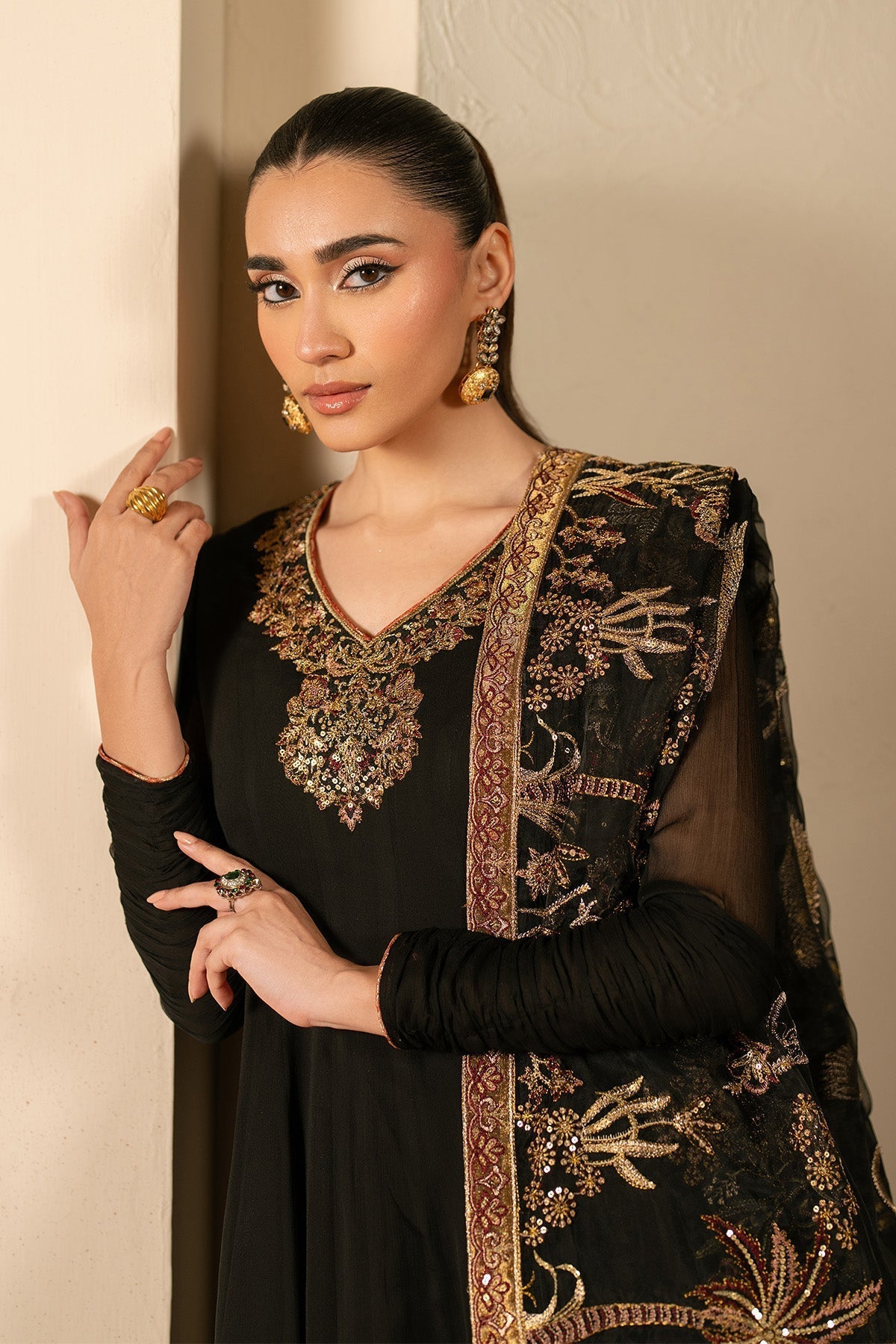 Alizeh | Ready to wear | Black Dress 3 piece - RTW1025 - House Of Hania