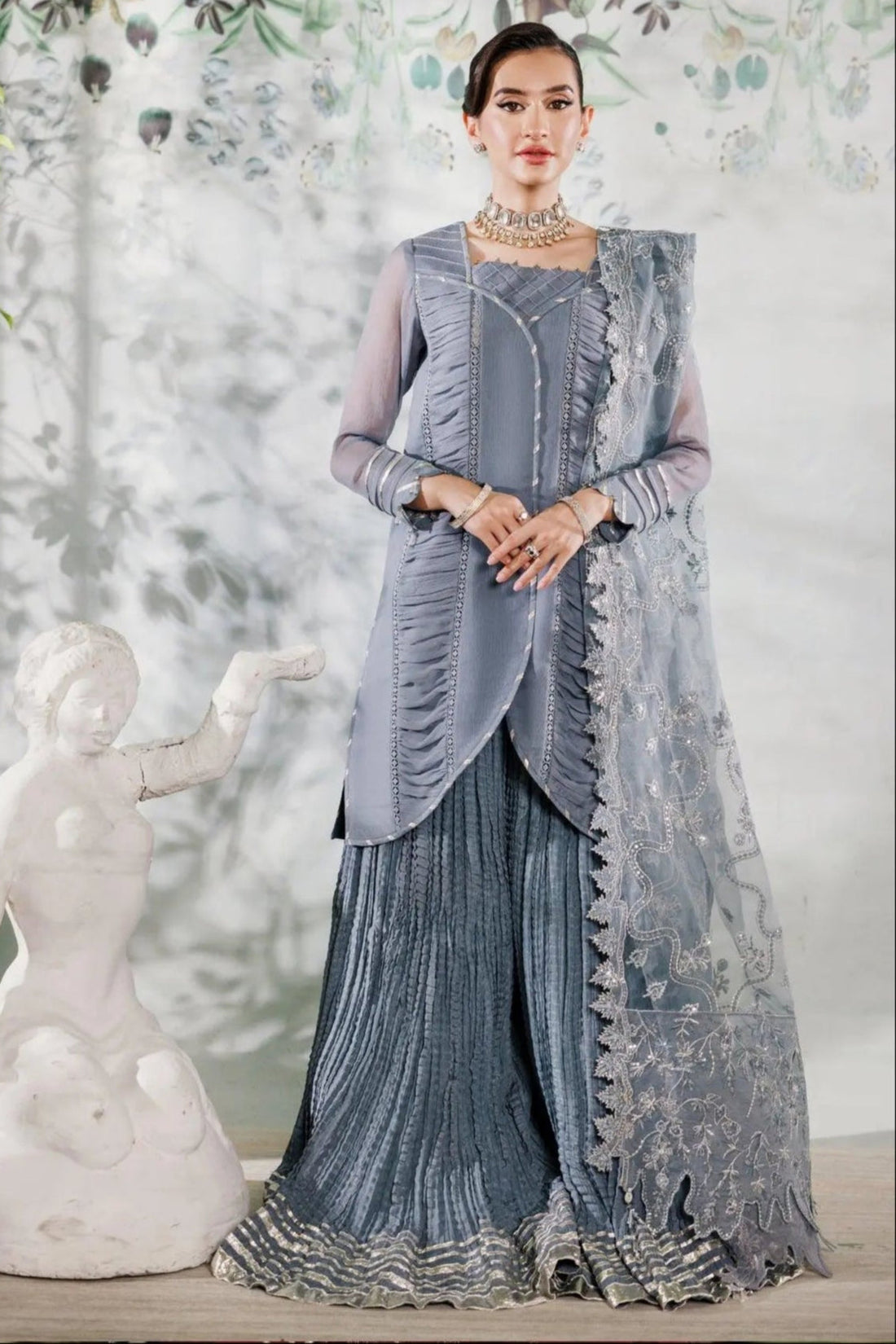 Alizeh | Ready to wear | Grey Dress 3 piece - RTW1019 - House Of Hania