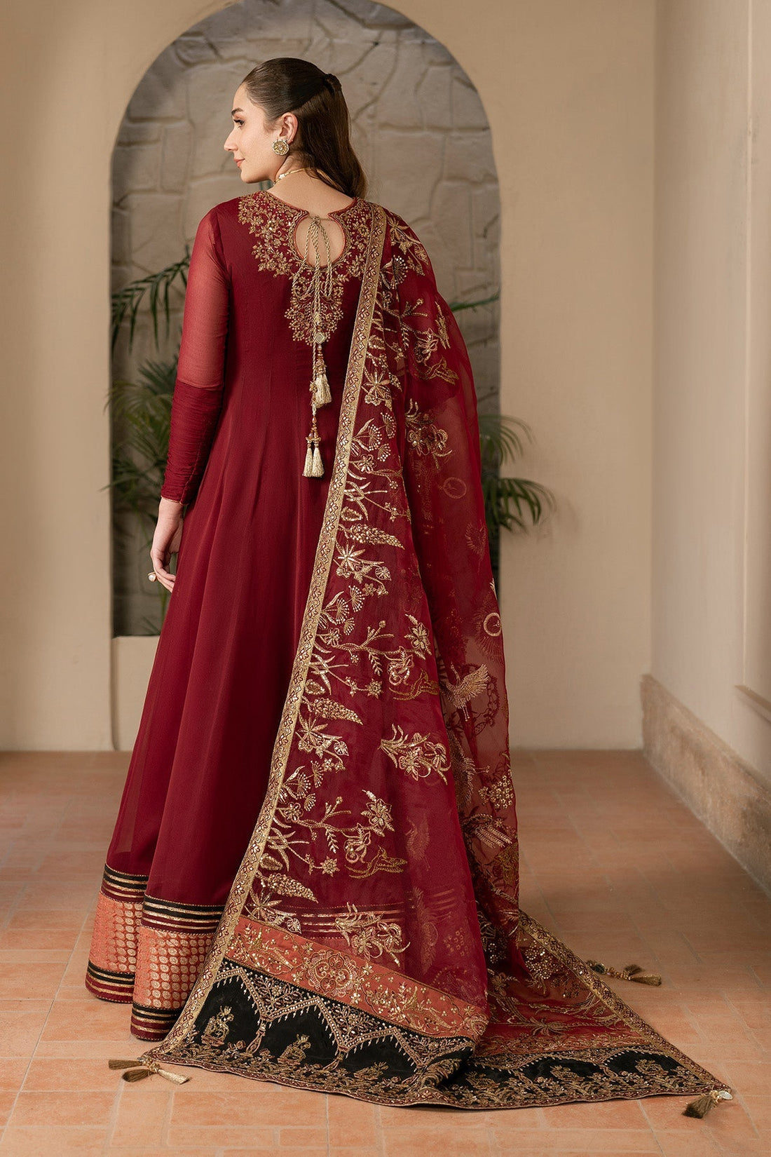 Alizeh | Ready to wear | Maroon Dress 3 piece - RTW1024 - House Of Hania