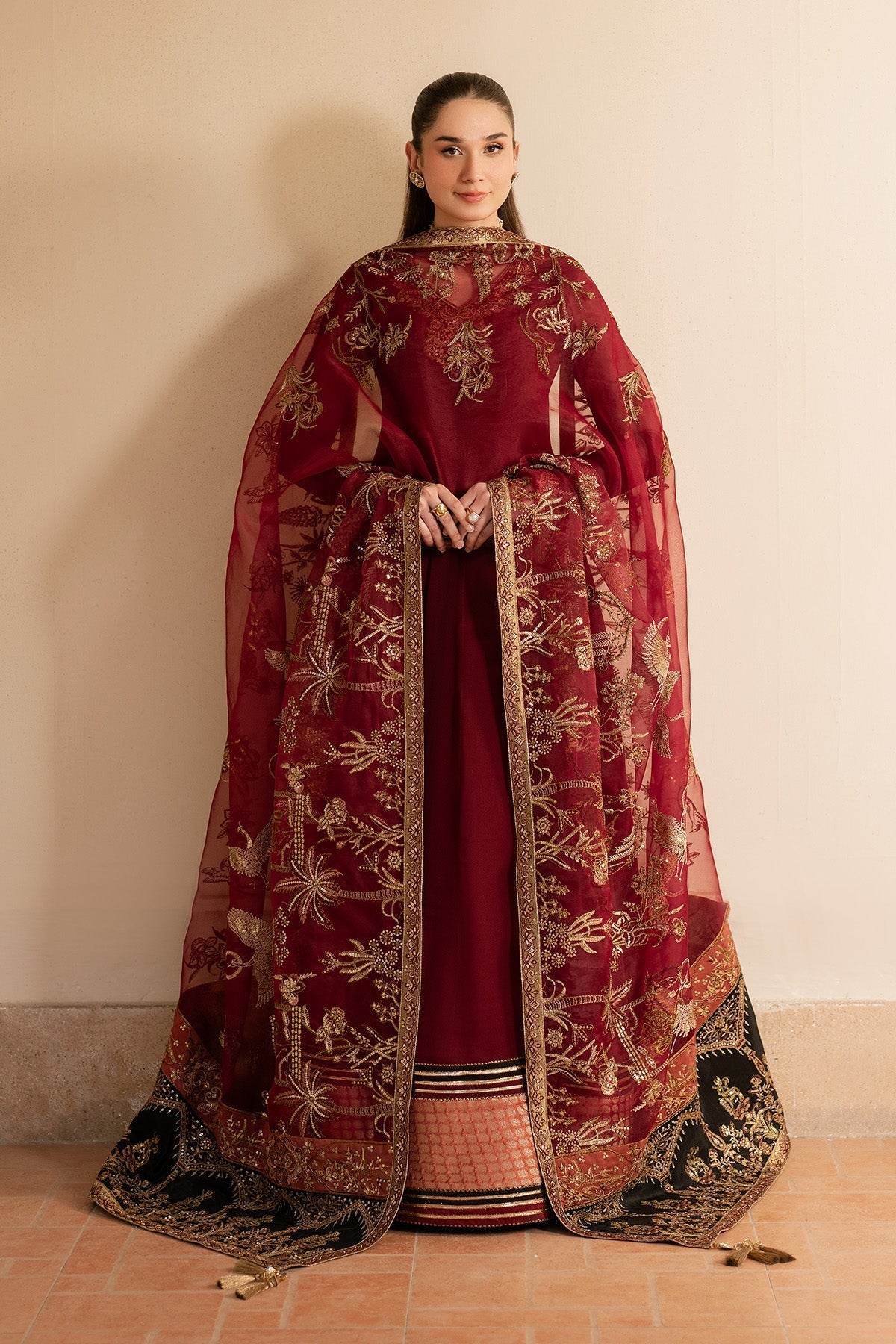 Alizeh | Ready to wear | Maroon Dress 3 piece - RTW1024 - House Of Hania