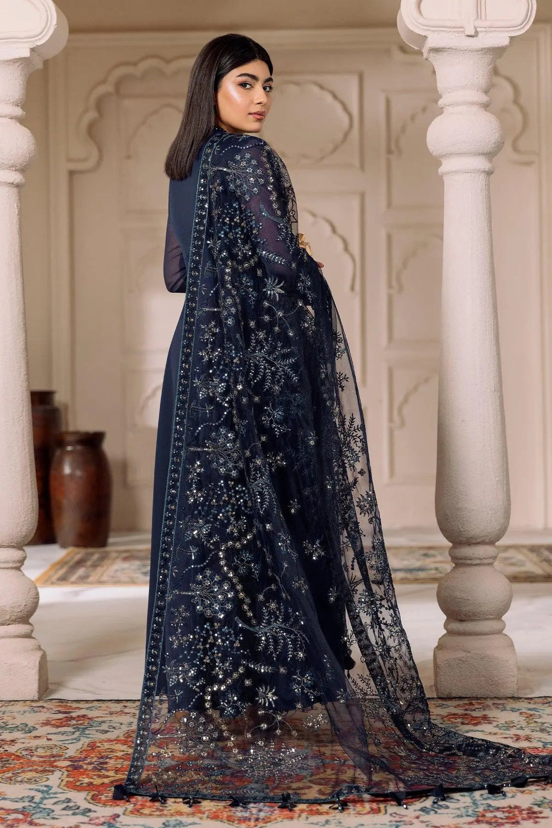 Alizeh | Ready to wear | Navy Blue 3 piece - RTW1012 - House Of Hania