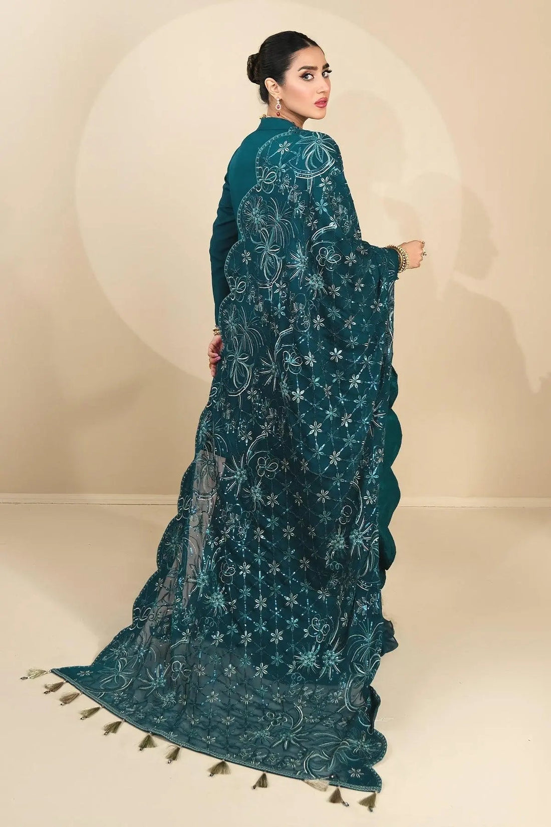 Alizeh | Ready to wear | Sea Green Pepplum 3 piece - RTW1015 - House Of Hania