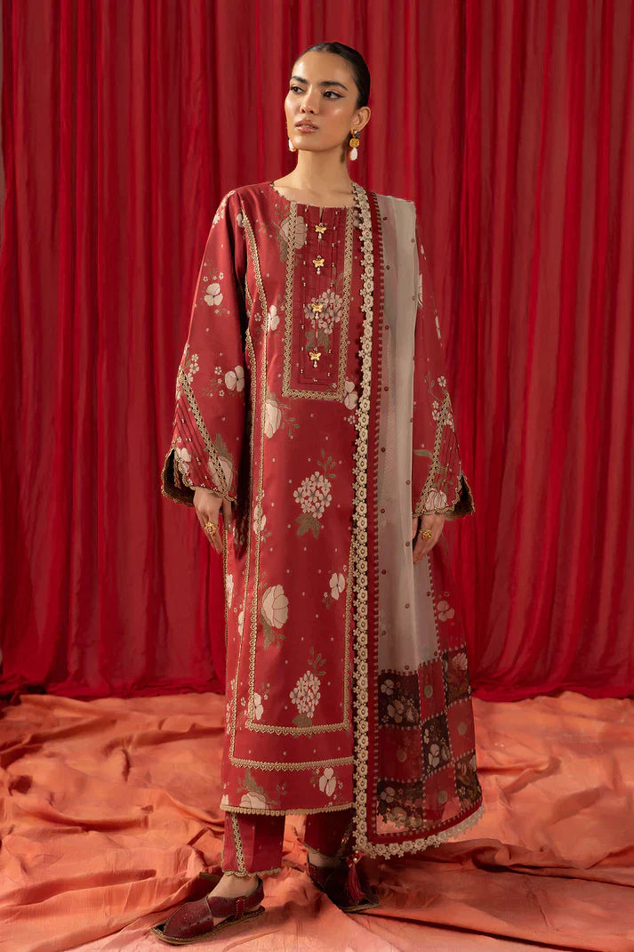 Alizeh | Sheen Lawn Prints 24 | Russet - House Of Hania