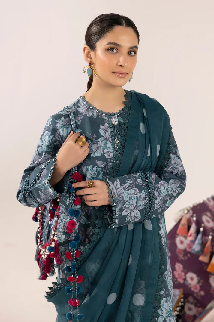 Alizeh | Sheen Lawn Prints 24 | Sea Mist - House Of Hania