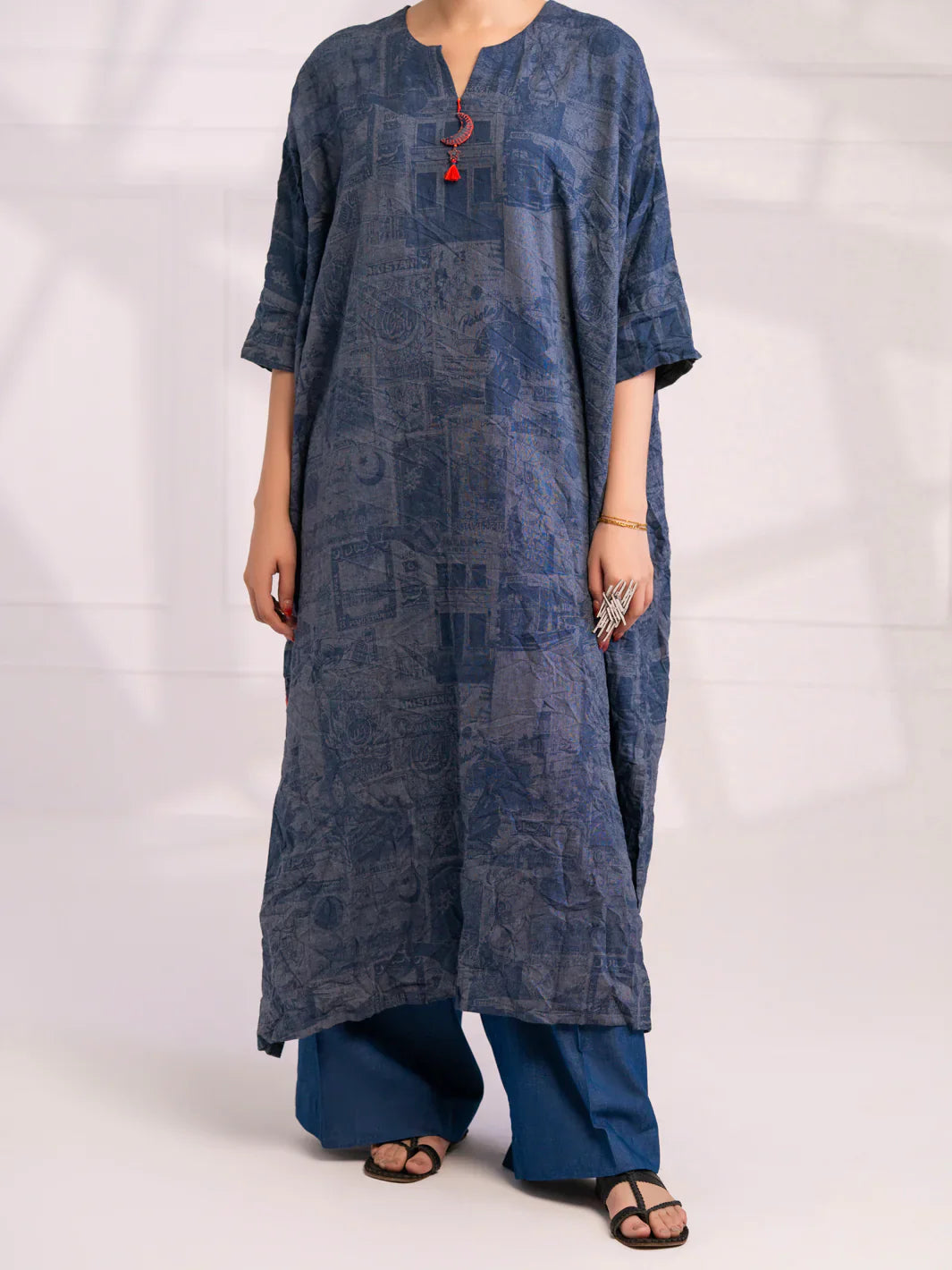 Almirah | Tale of heritage | Blue Denim Kurti - AL-LK-1077 - House Of Hania