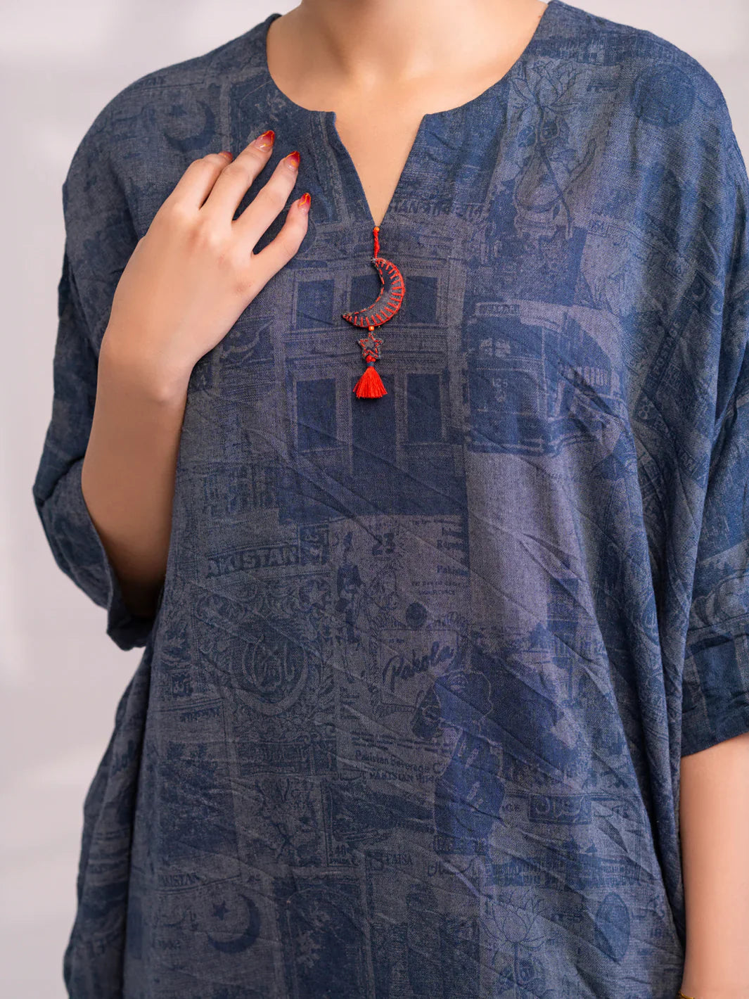 Almirah | Tale of heritage | Blue Denim Kurti - AL-LK-1077 - House Of Hania