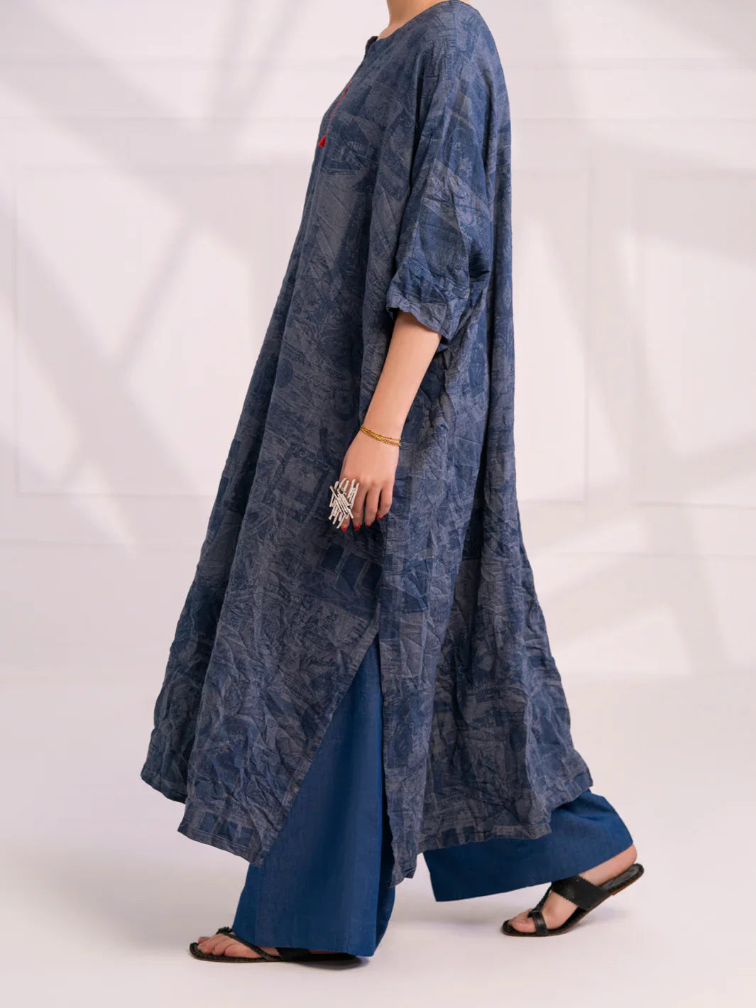Almirah | Tale of heritage | Blue Denim Kurti - AL-LK-1077 - House Of Hania