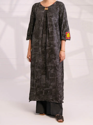 Almirah | Tale of heritage | Charcoal Denim Kurti - AL-LK-1078 - House Of Hania