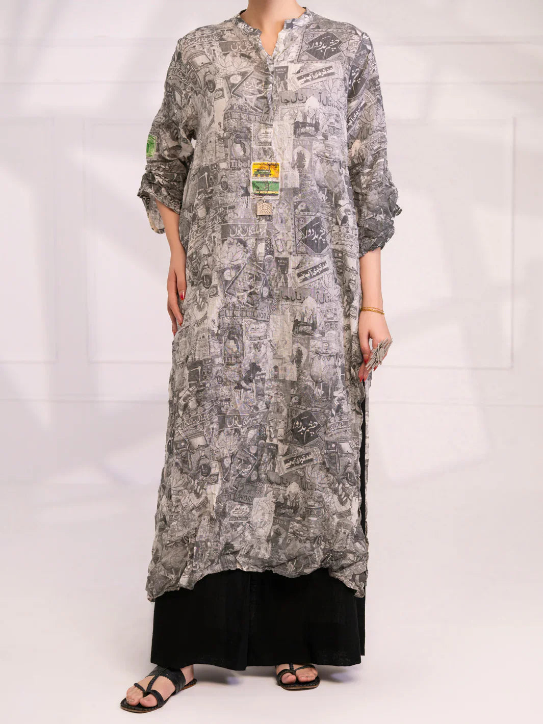 Almirah | Tale of heritage | Grey Dobby Kurti - AL-LK-1081 - House Of Hania