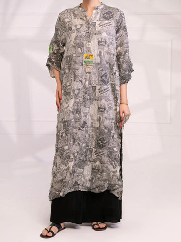 Almirah | Tale of heritage | Grey Dobby Kurti - AL-LK-1081 - House Of Hania